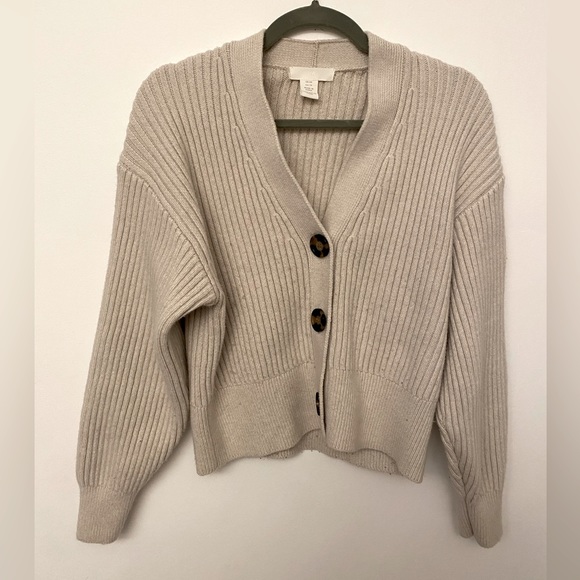 H&M Rib-Knit Cardigan XS in light taupe - Picture 2 of 5